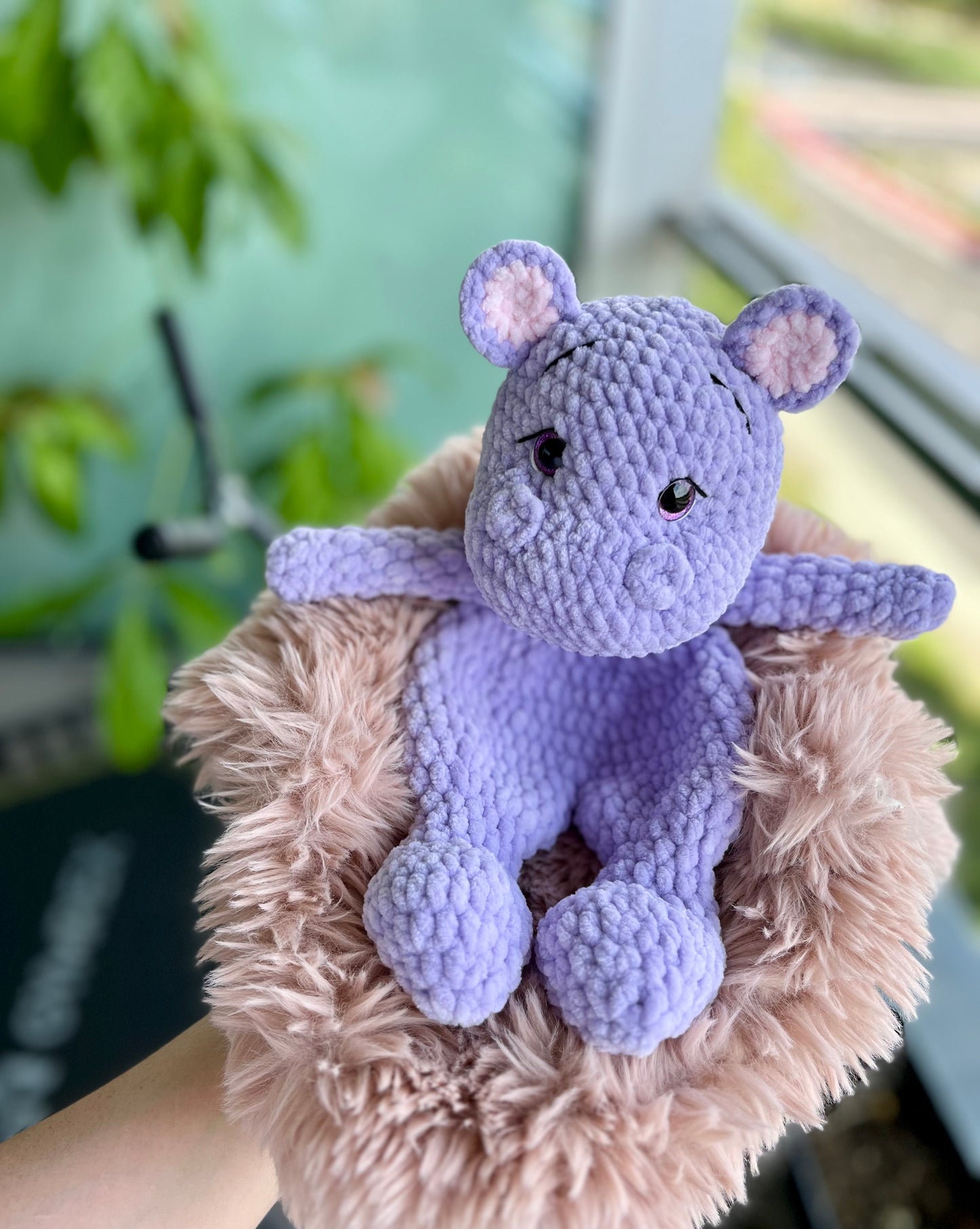 Crochet Hippo Snuggler ( Comfort toy)