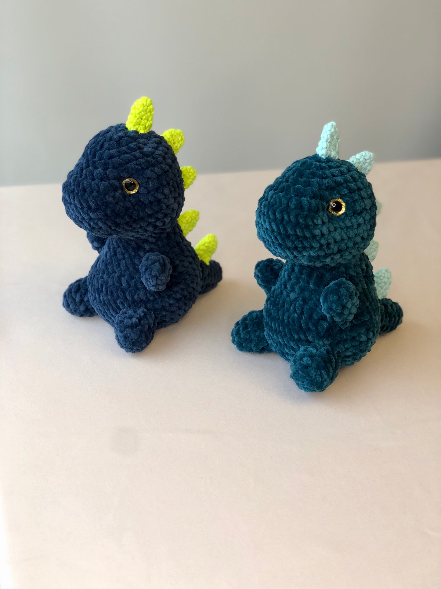 Crochet Plushy Rexy with glow-in-the-dark spikes