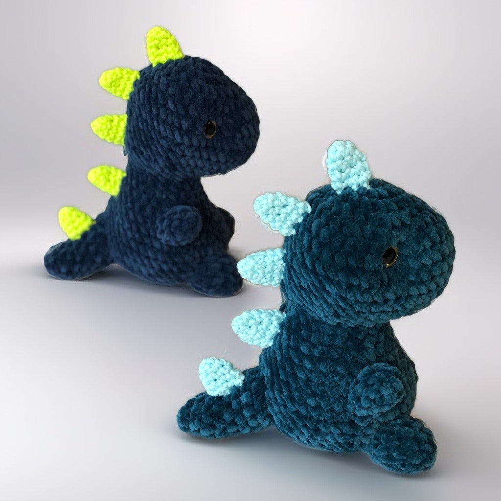 Crochet Plushy Rexy with glow-in-the-dark spikes