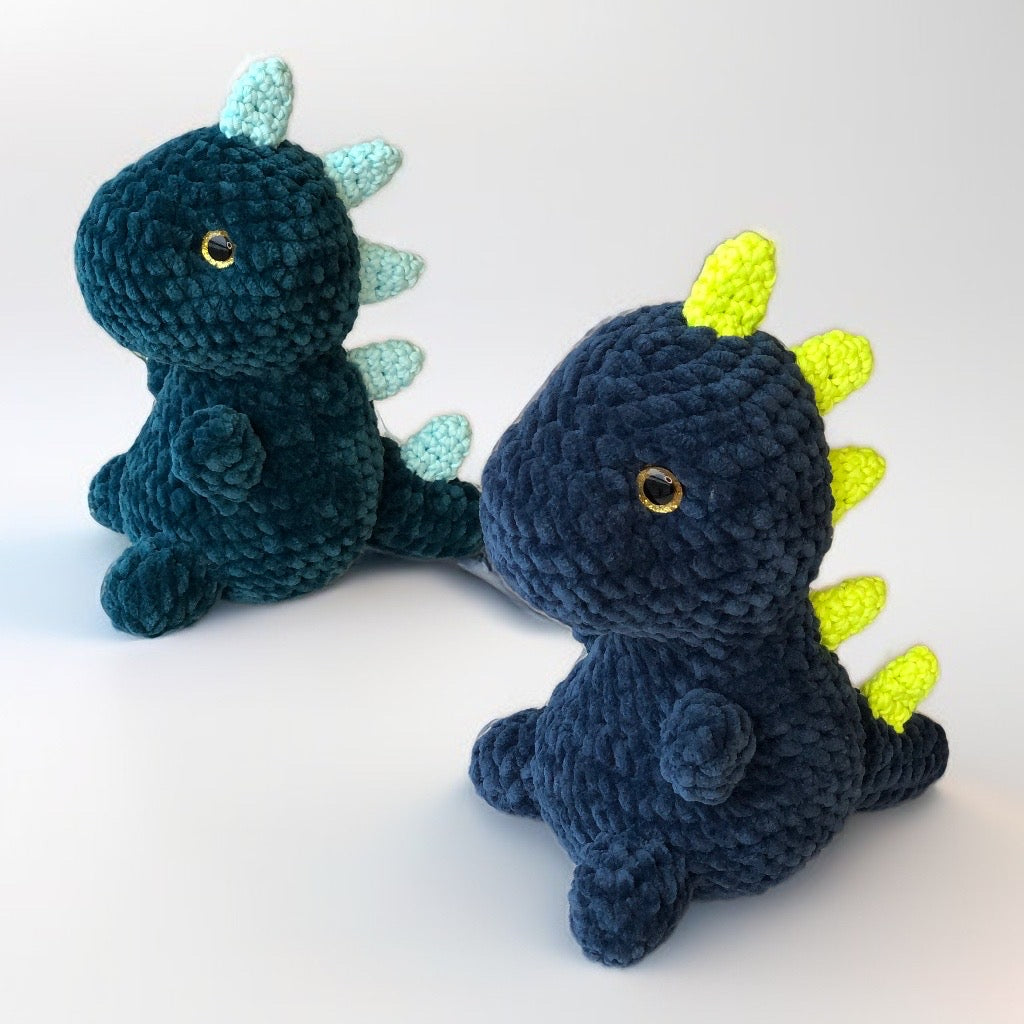 Crochet Plushy Rexy with glow-in-the-dark spikes