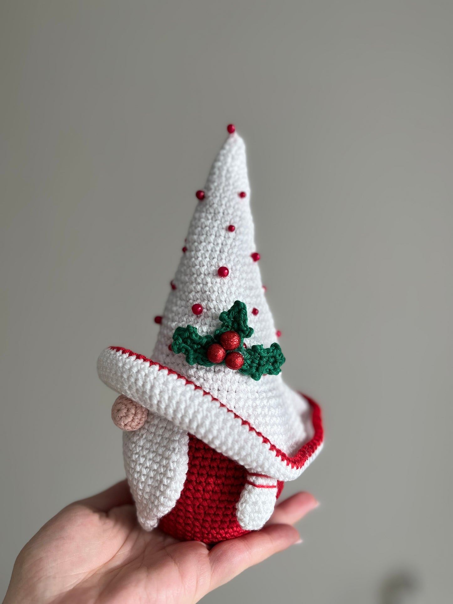 Crochet Red Gnome with beads