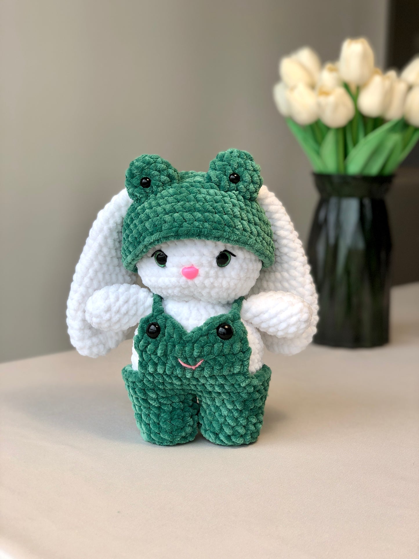 Crochet Bunny in a Frog Costume