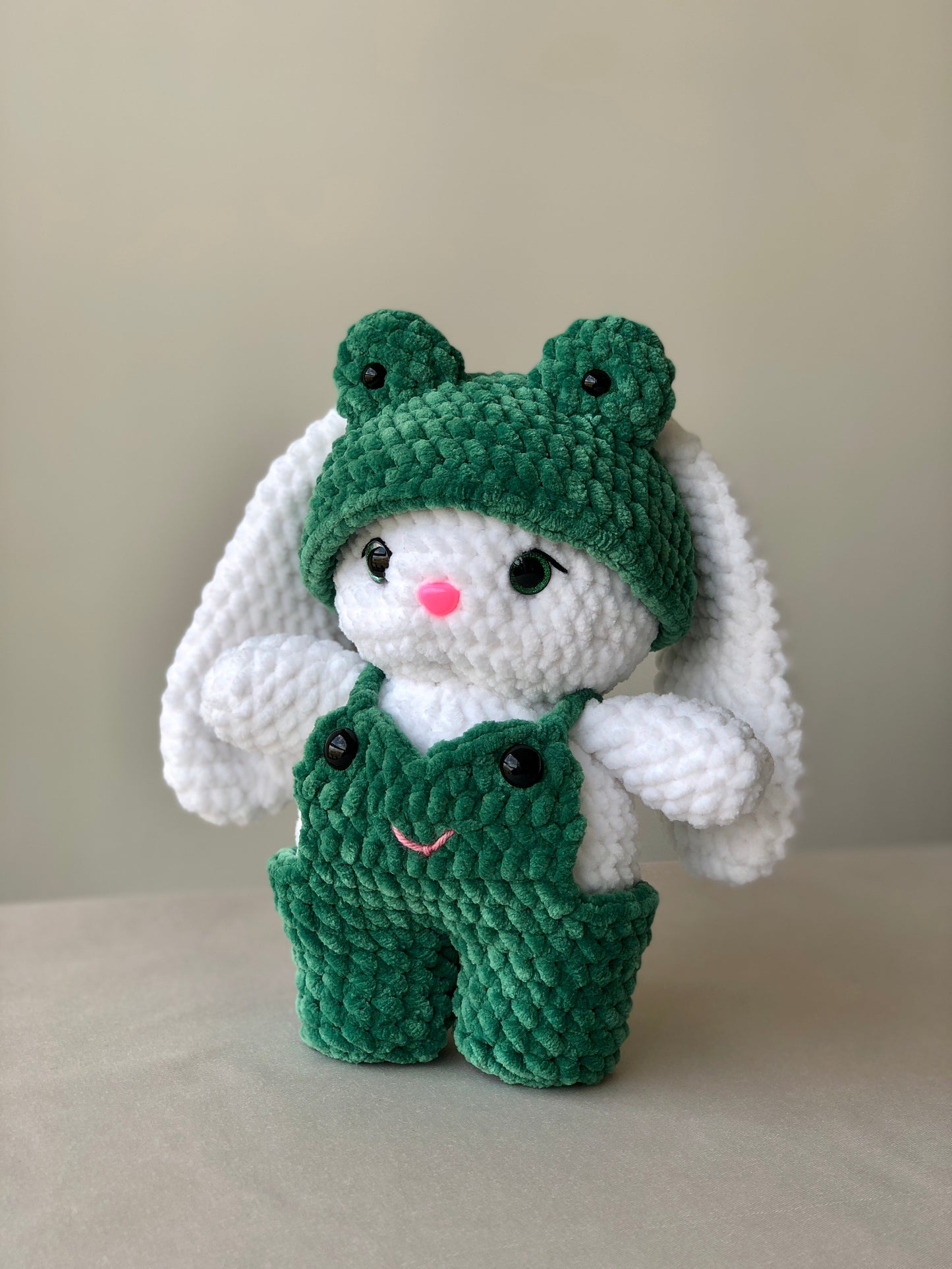 Crochet Bunny in a Frog Costume