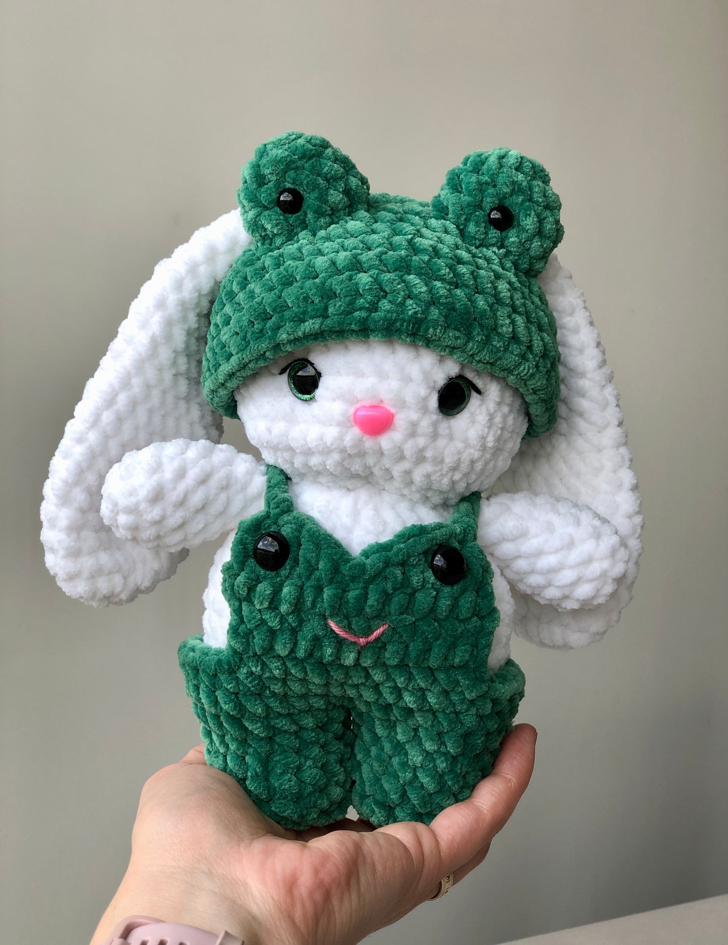 Crochet Bunny in a Frog Costume