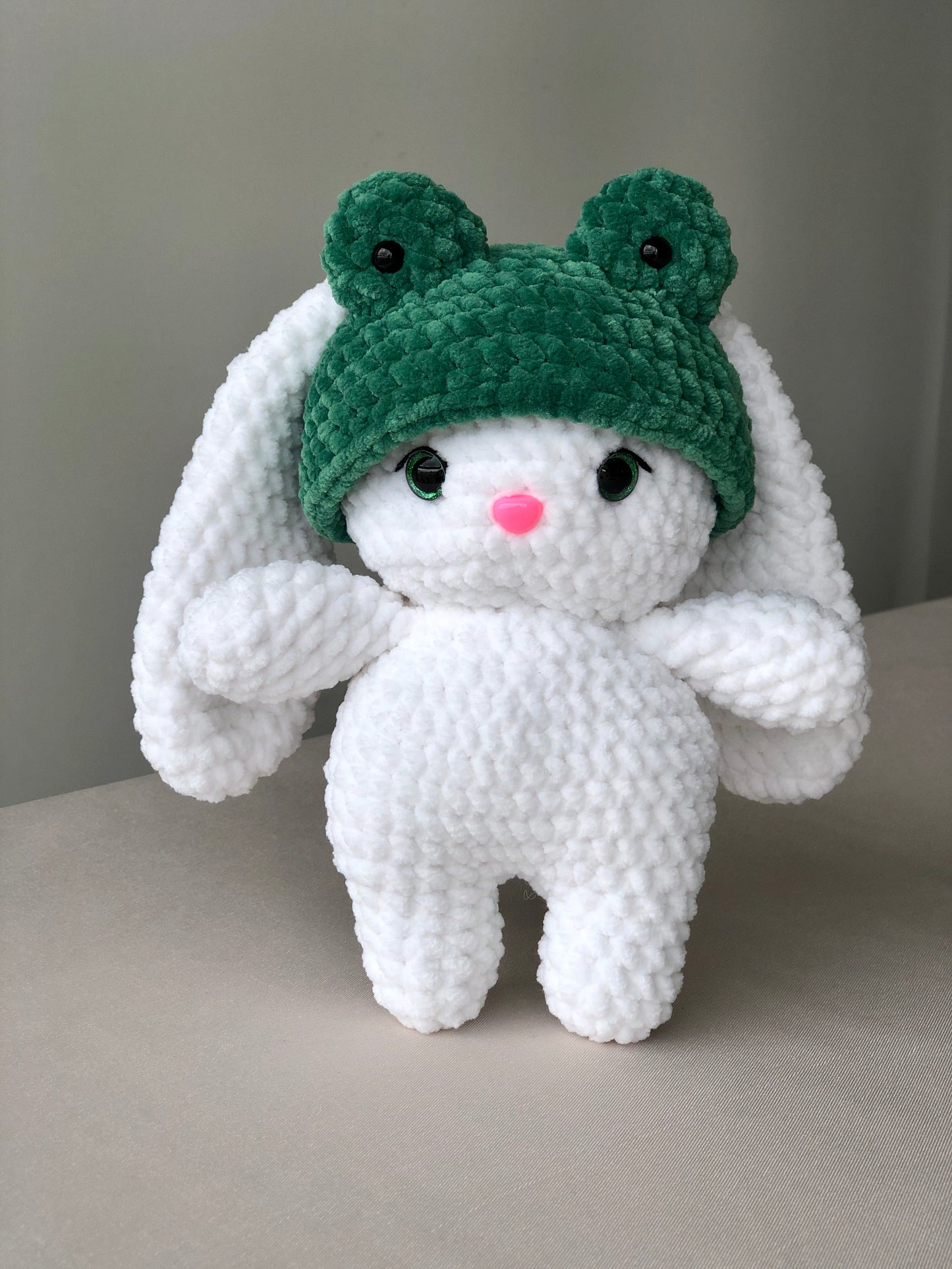 Crochet Bunny in a Frog Costume