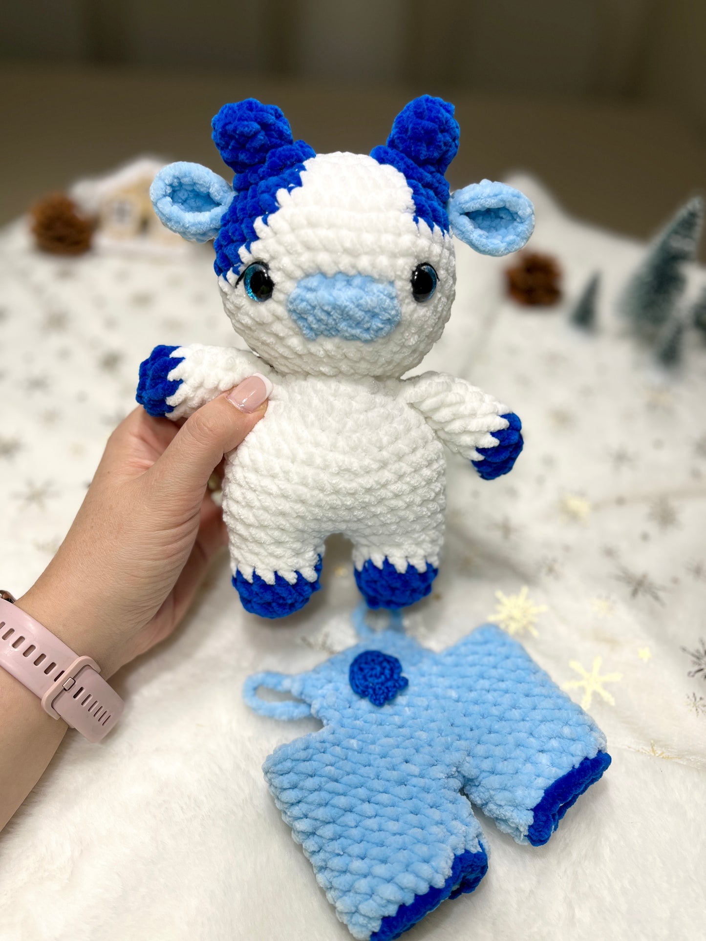 Crochet Blueberry Baby Cow